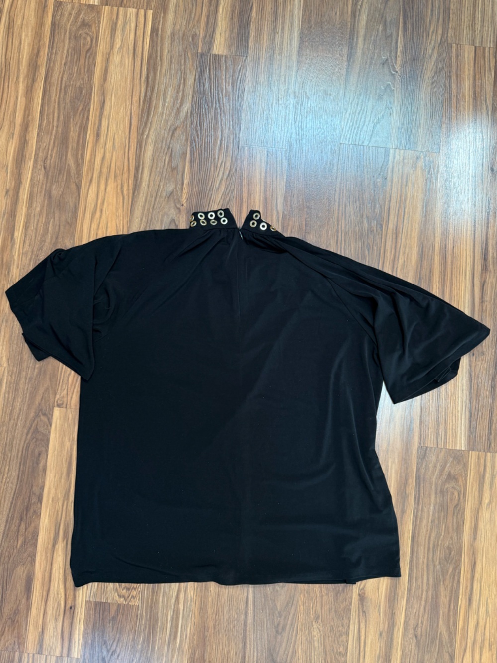 Michael Kors Black Top with Gold Grommet Collar - Picture 5 of 5